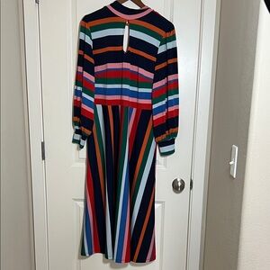 Eloquii Dress Fit and Flare Stretch Rainbow Stripe Mock Neck Size 14